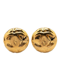 Chanel Coco Mark Round Earrings Gold Plated Women's CHANEL