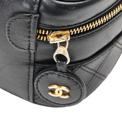 Chanel Matelasse Coco Mark Bicolor Handbag Vanity Bag Black Lambskin Women's CHANEL