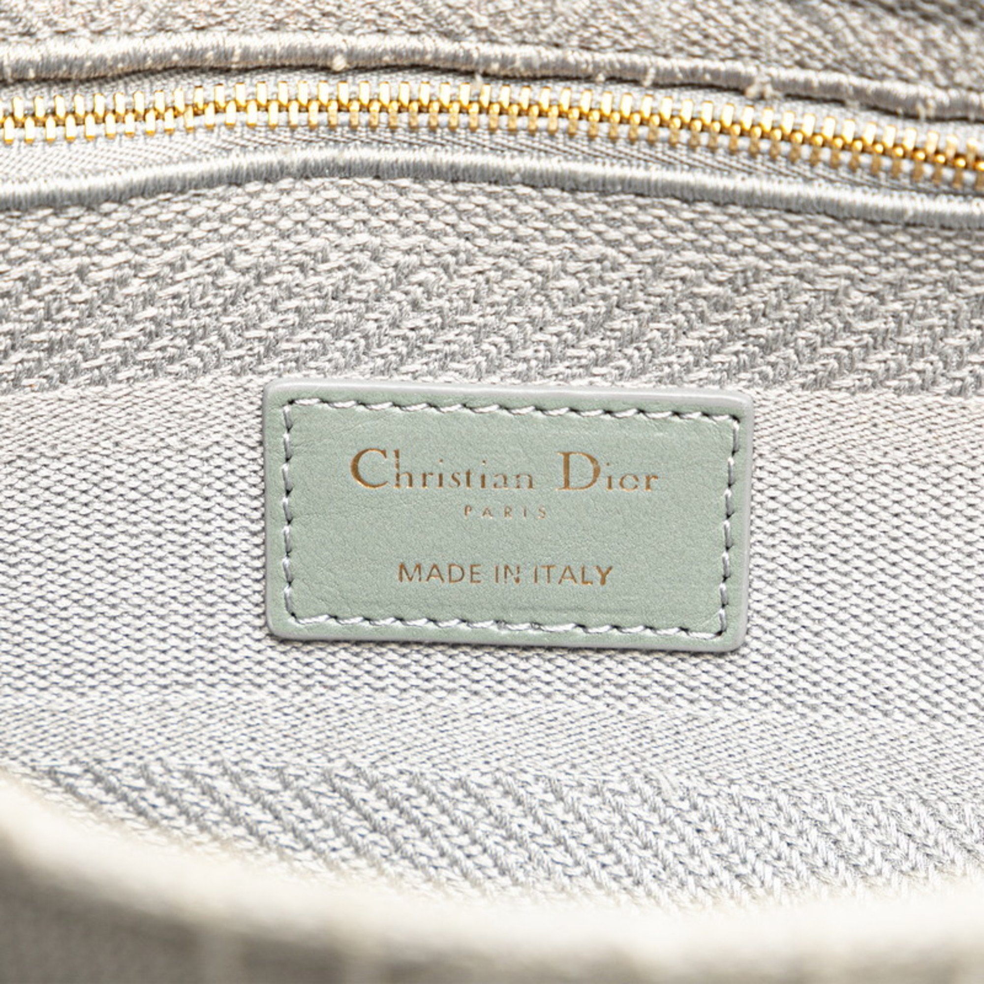 Christian Dior Dior Cannage Diorissimo Lady Handbag Shoulder Bag Grey Canvas Women's