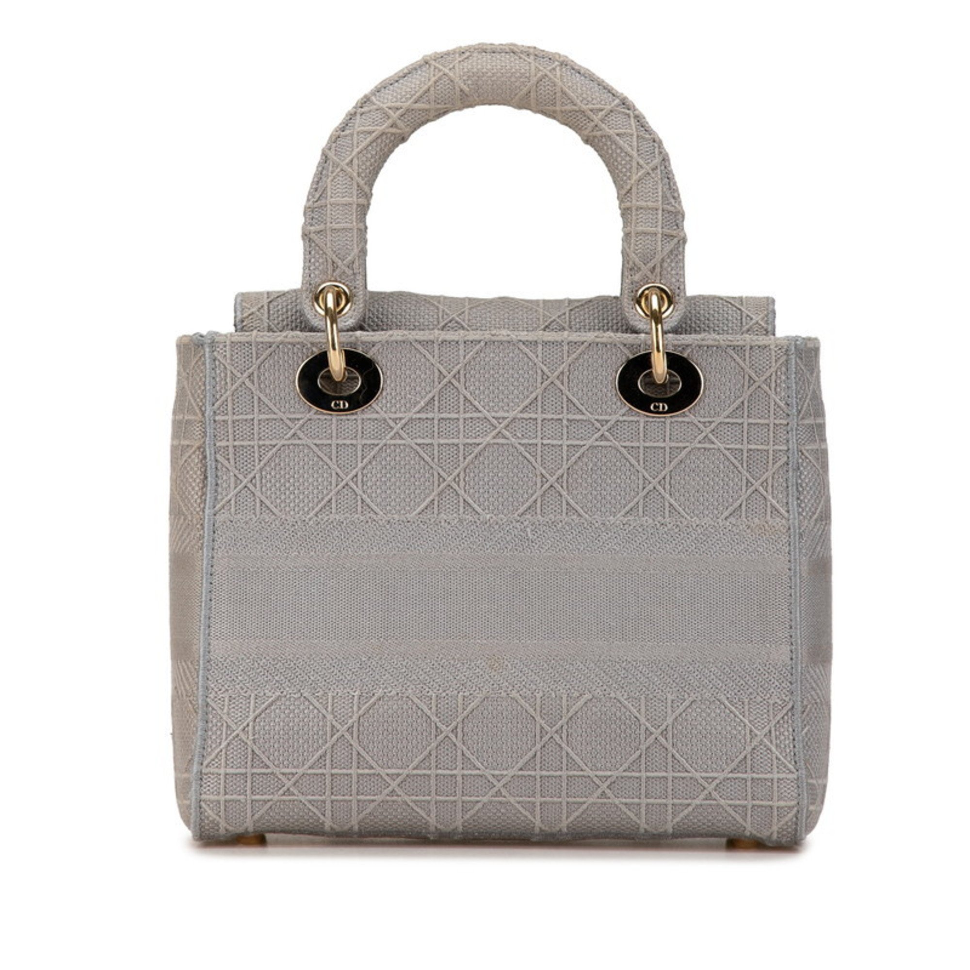 Christian Dior Dior Cannage Diorissimo Lady Handbag Shoulder Bag Grey Canvas Women's