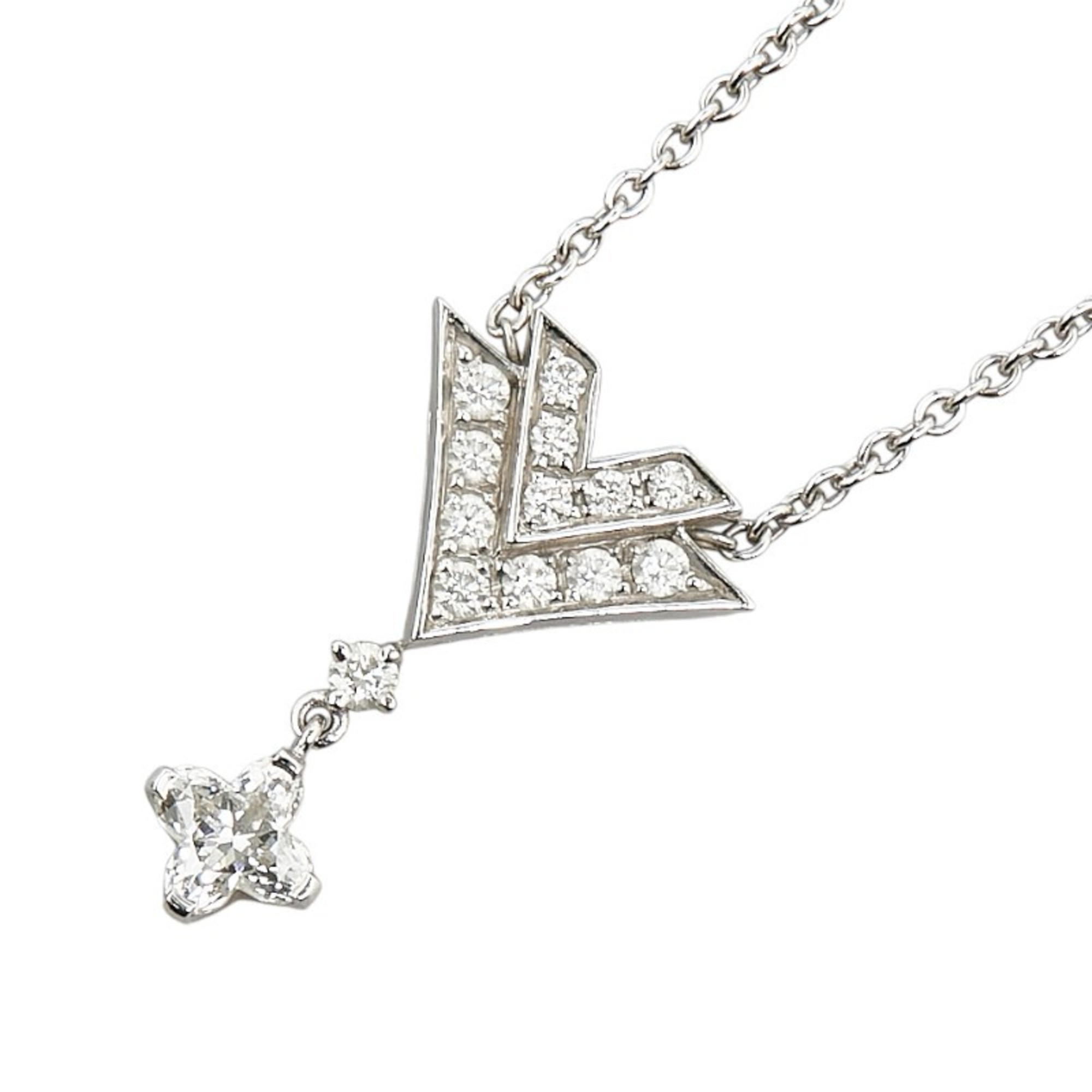 Louis Vuitton Pendant Act V Necklace J292817 Silver K18WG White Gold Women's LOUIS VUITTON