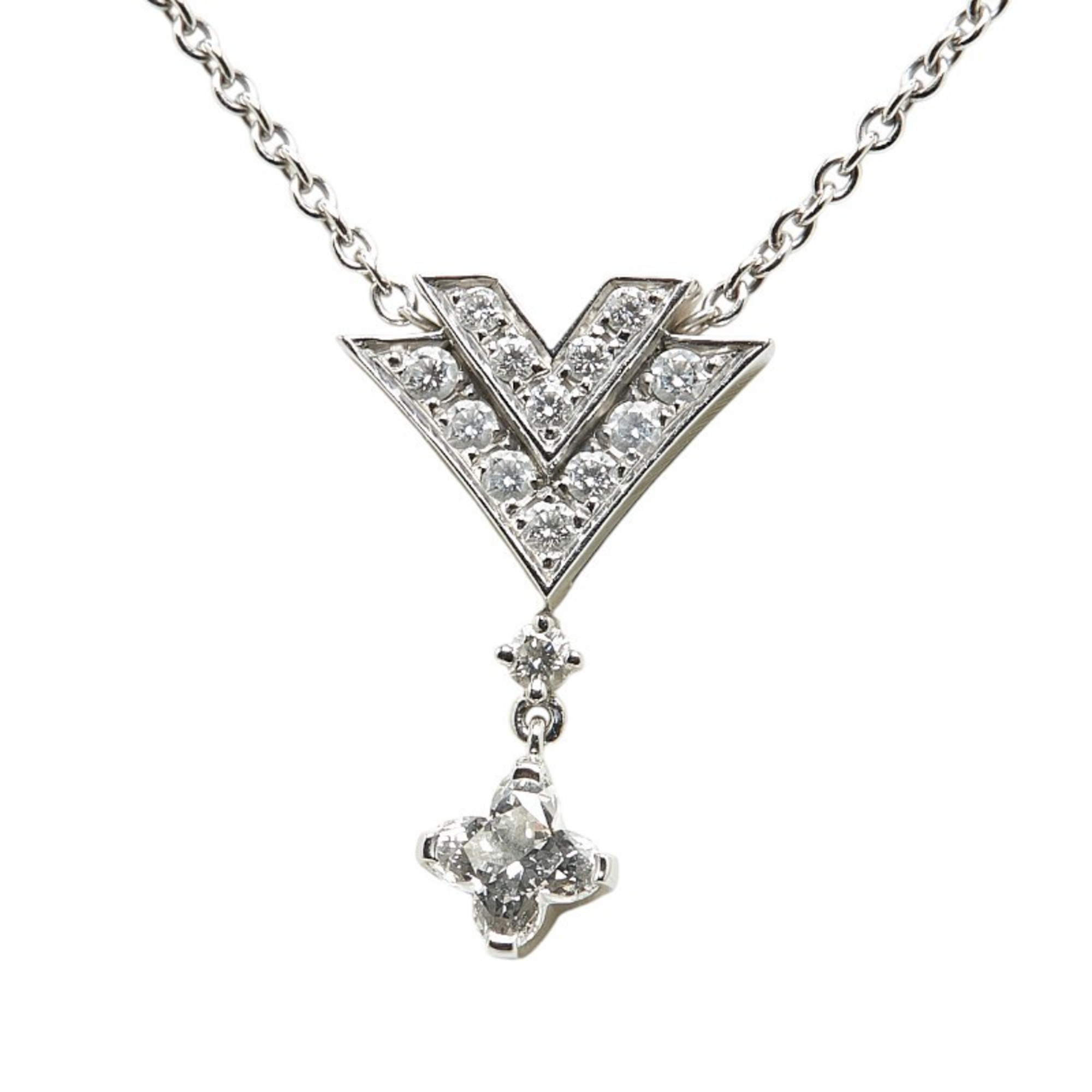 Louis Vuitton Pendant Act V Necklace J292817 Silver K18WG White Gold Women's LOUIS VUITTON