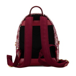 MCM Stark Jacquard Backpack Red Fabric Leather Women's