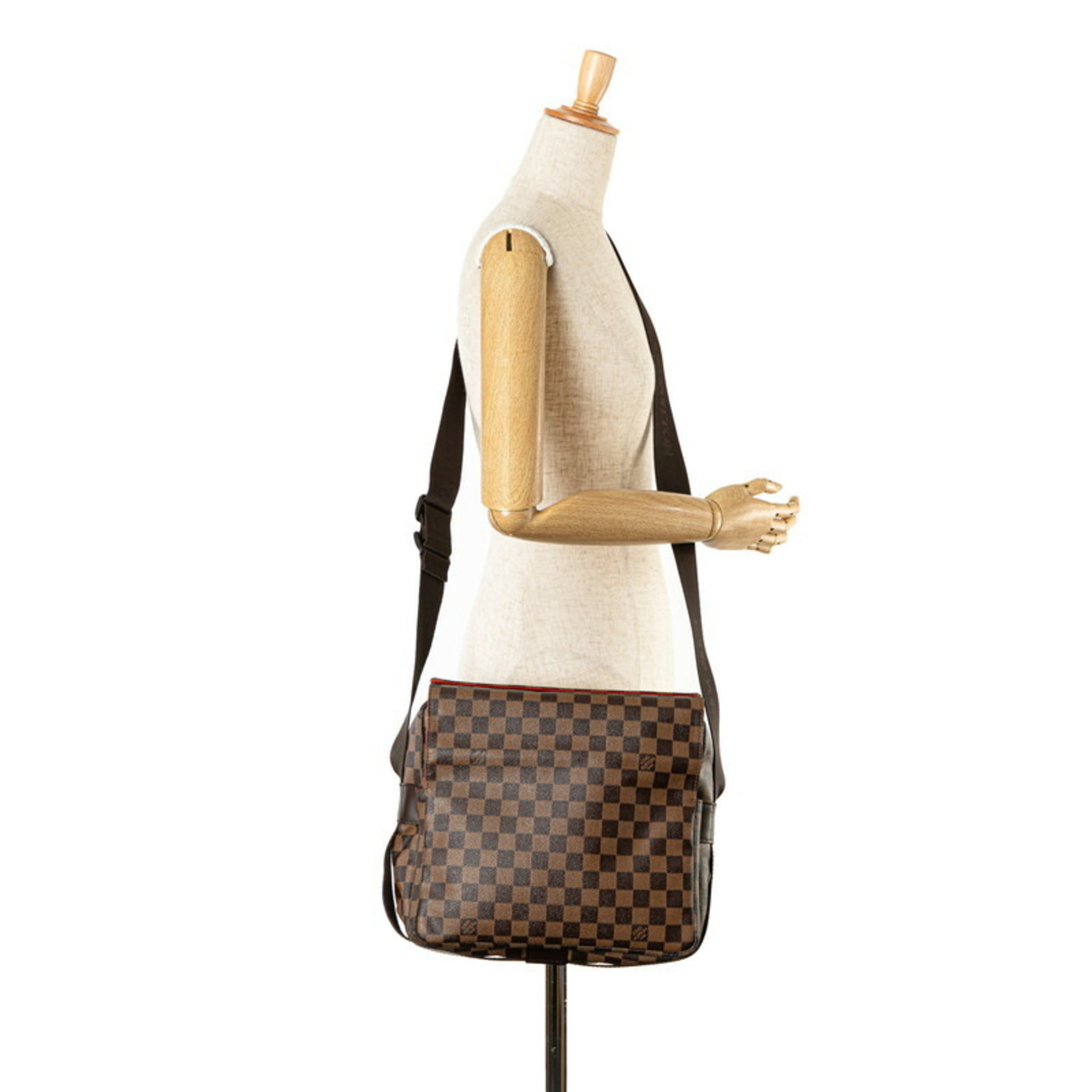 Louis Vuitton Damier Naviglio Shoulder Bag N45255 Brown PVC Leather Women's LOUIS VUITTON