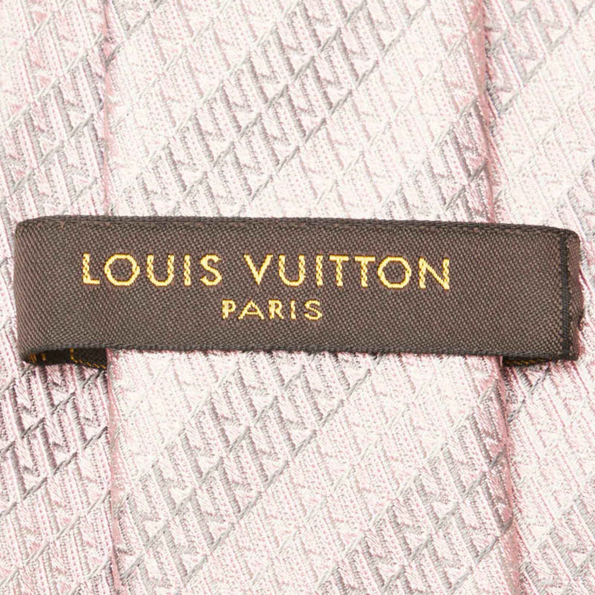 Louis Vuitton tie pink grey silk men's LOUIS VUITTON