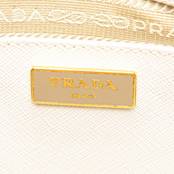 Prada Triangle Plate Handbag Shoulder Bag White Beige Leather Women's PRADA