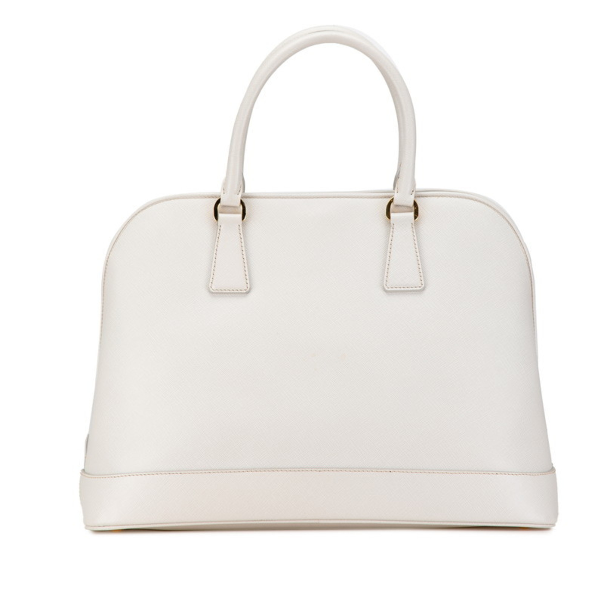 Prada Triangle Plate Handbag Shoulder Bag White Beige Leather Women's PRADA