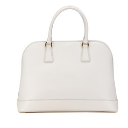 Prada Triangle Plate Handbag Shoulder Bag White Beige Leather Women's PRADA