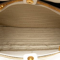 Prada Triangle Plate Handbag Shoulder Bag White Beige Leather Women's PRADA