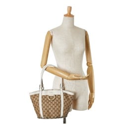 Gucci GG Canvas Abby Tote Bag Handbag 211983 Beige White Leather Women's GUCCI