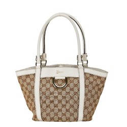 Gucci GG Canvas Abby Tote Bag Handbag 211983 Beige White Leather Women's GUCCI