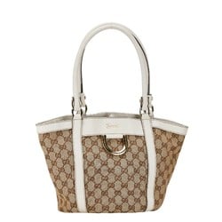 Gucci GG Canvas Abby Tote Bag Handbag 211983 Beige White Leather Women's GUCCI