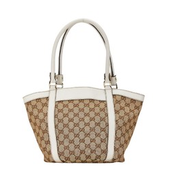 Gucci GG Canvas Abby Tote Bag Handbag 211983 Beige White Leather Women's GUCCI