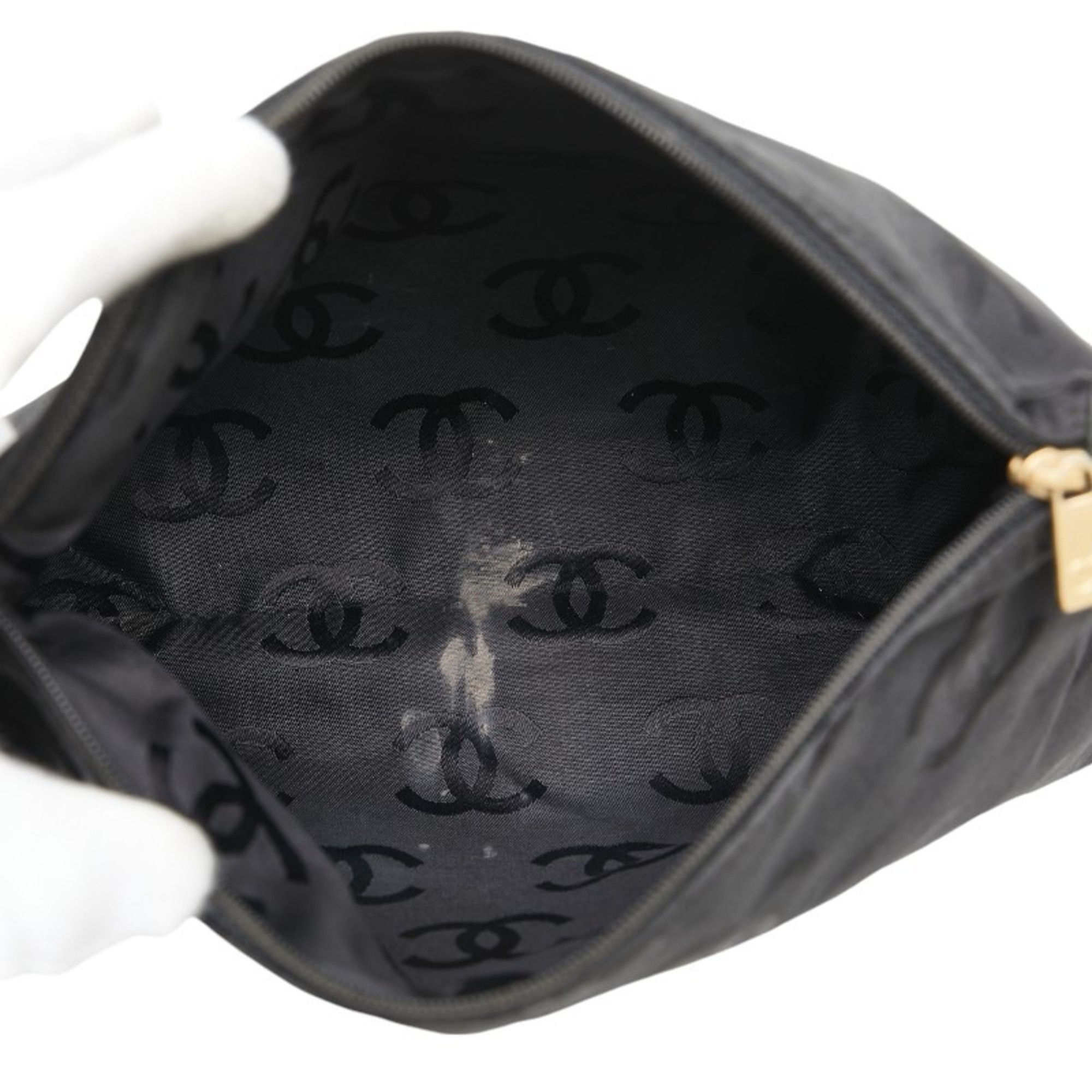 CHANEL Wild Stitch Coco Mark Tote Bag Shoulder Black Leather Women's