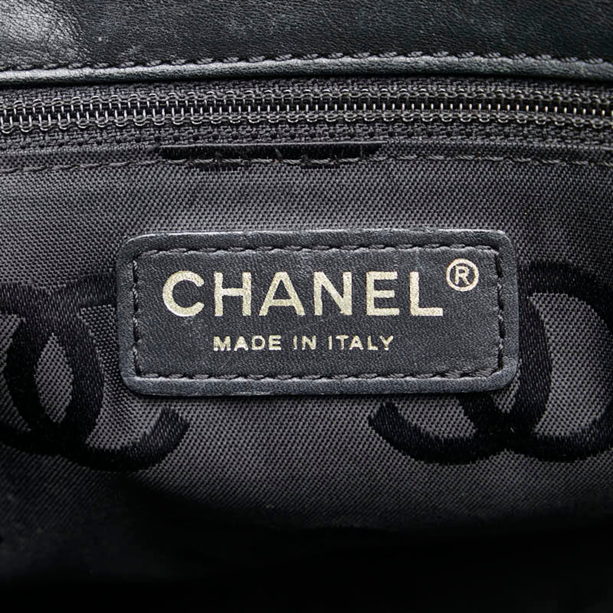 CHANEL Wild Stitch Coco Mark Tote Bag Shoulder Black Leather Women's