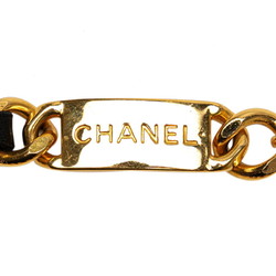 Chanel Medallion Plate Chain Belt Black Gold Plated Leather Women's CHANEL