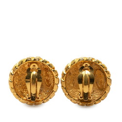 Chanel Coco Mark Round Earrings Gold Plated Women's CHANEL