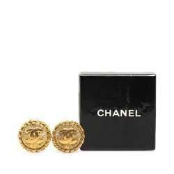 Chanel Coco Mark Round Earrings Gold Plated Women's CHANEL