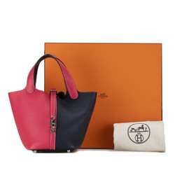 Hermes Picotin Lock PM Kazak Handbag Rose Extreme Bleu Nuit Taurillon Clemence Women's HERMES