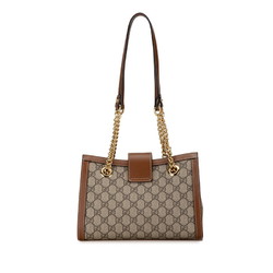 Gucci GG Supreme Padlock Chain Shoulder Bag 498156 Beige Brown PVC Leather Women's GUCCI