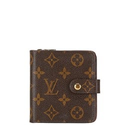 Louis Vuitton Monogram Compact Zip Bi-fold Wallet M61667 Brown PVC Leather Women's LOUIS VUITTON