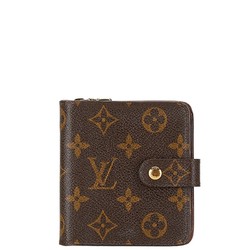 Louis Vuitton Monogram Compact Zip Bi-fold Wallet M61667 Brown PVC Leather Women's LOUIS VUITTON