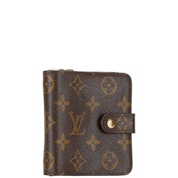 Louis Vuitton Monogram Compact Zip Bi-fold Wallet M61667 Brown PVC Leather Women's LOUIS VUITTON