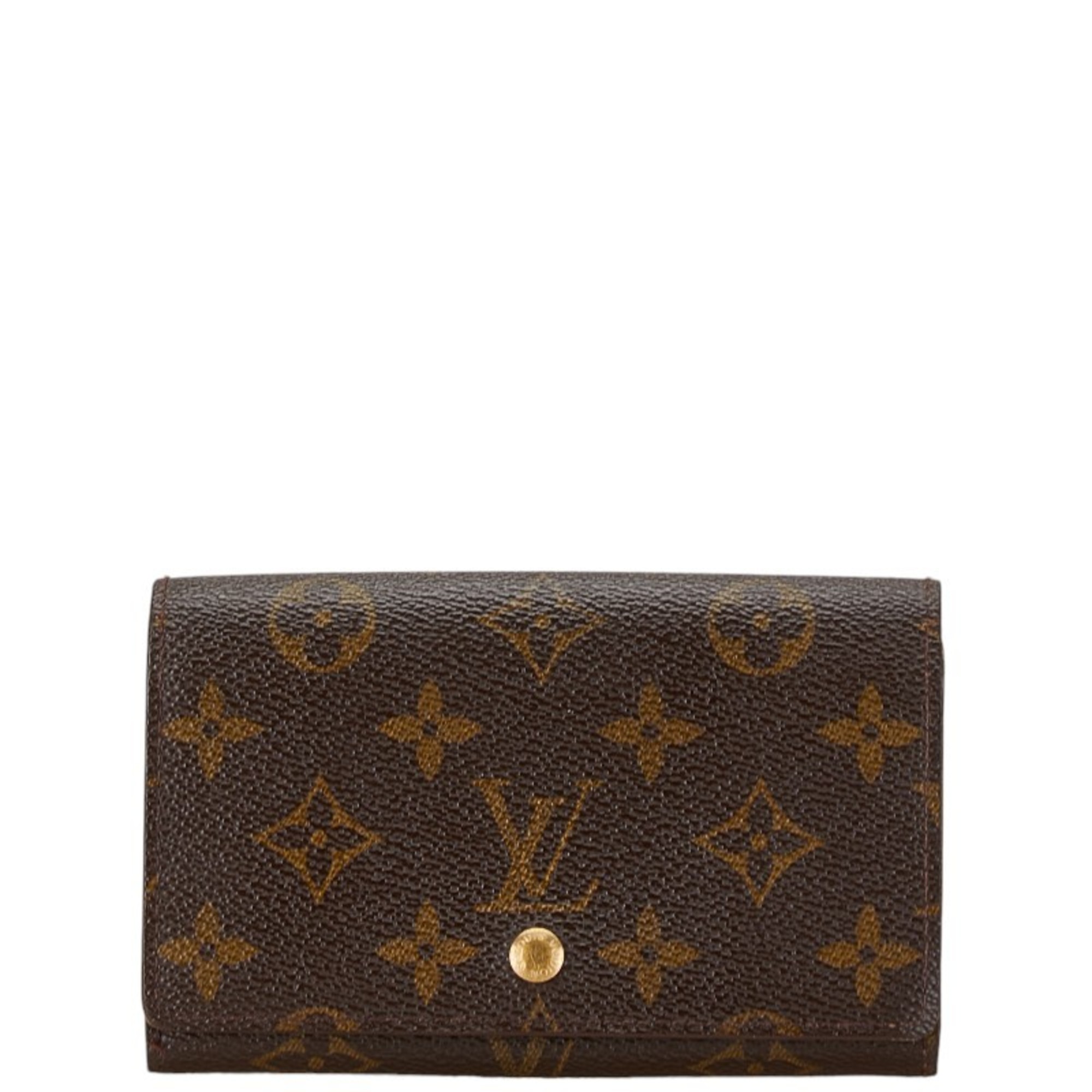 Louis Vuitton Monogram Portemonnay Bi-fold Wallet M61730 Brown PVC Leather Women's LOUIS VUITTON