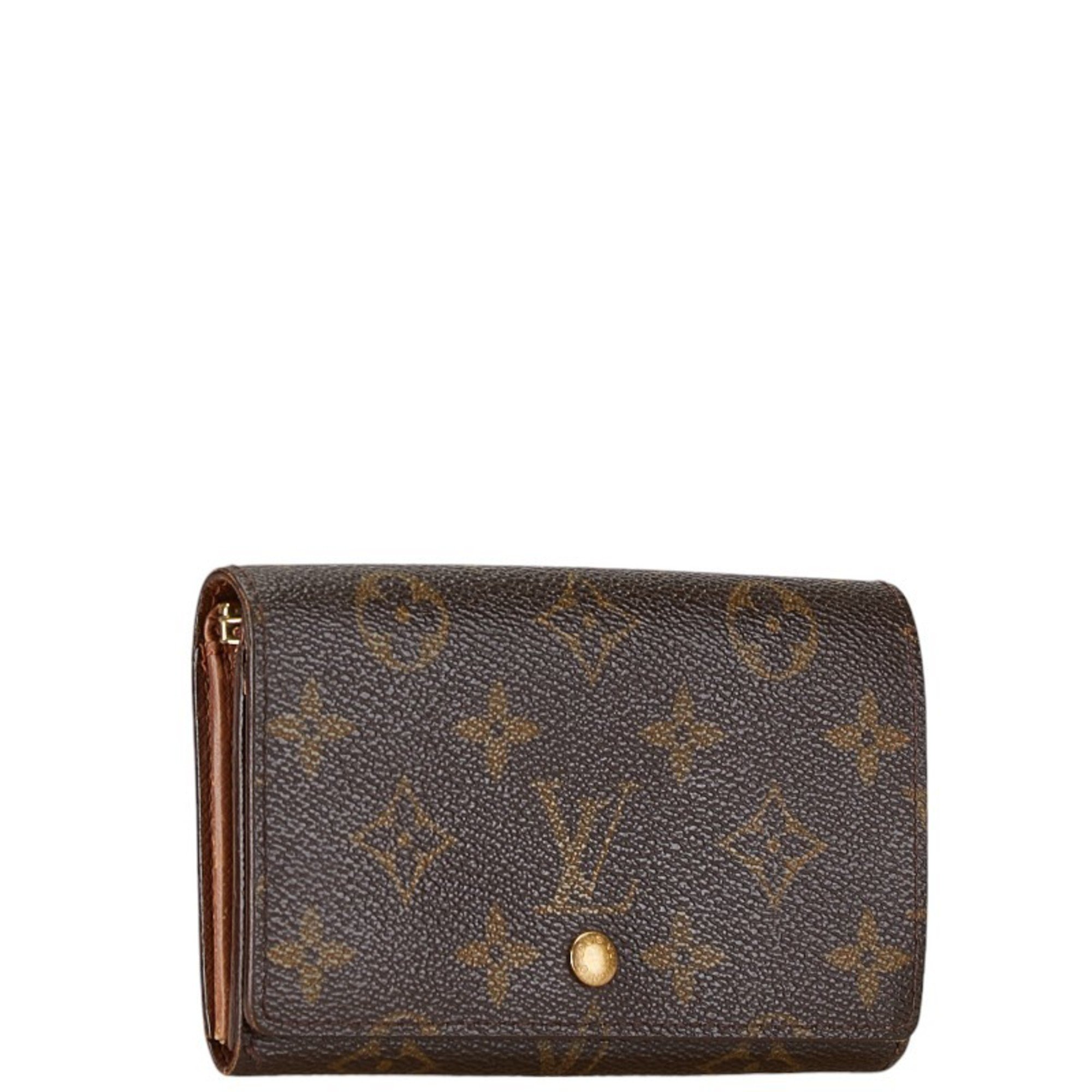 Louis Vuitton Monogram Portemonnay Bi-fold Wallet M61730 Brown PVC Leather Women's LOUIS VUITTON