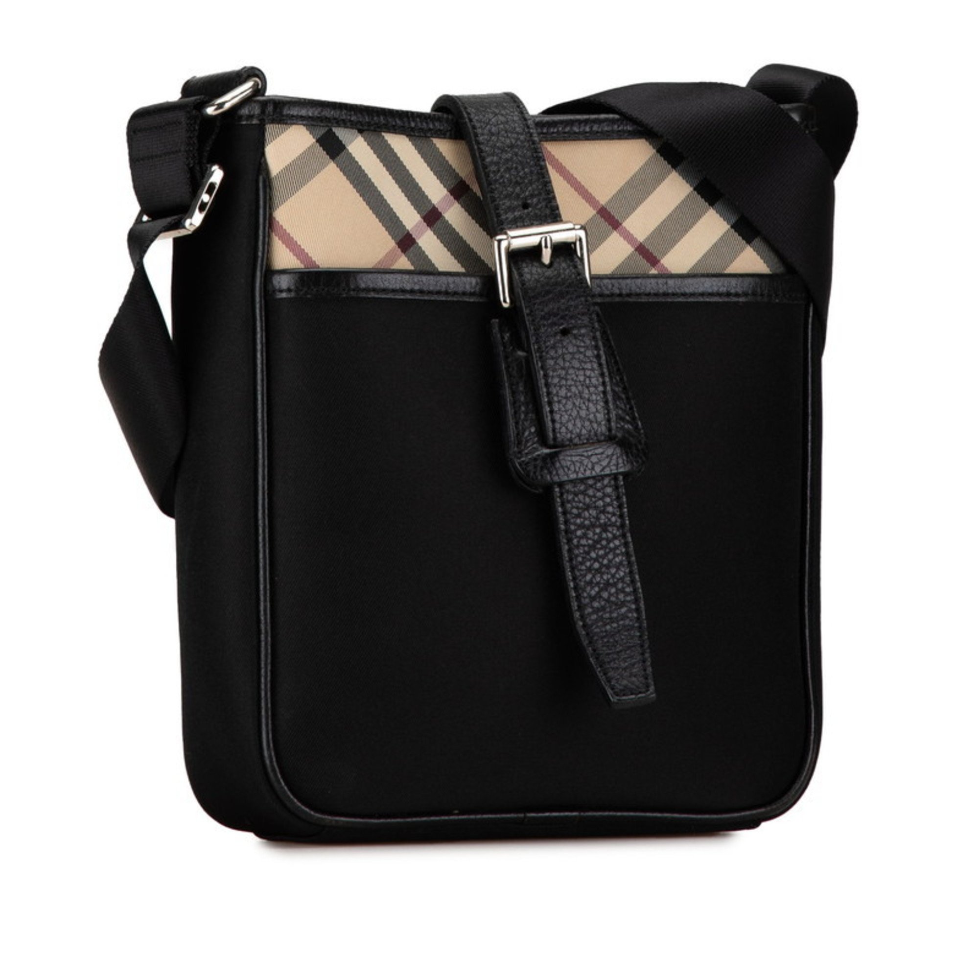 Burberry Nova Check Shoulder Bag Black Nylon Leather Women's BURBERRY