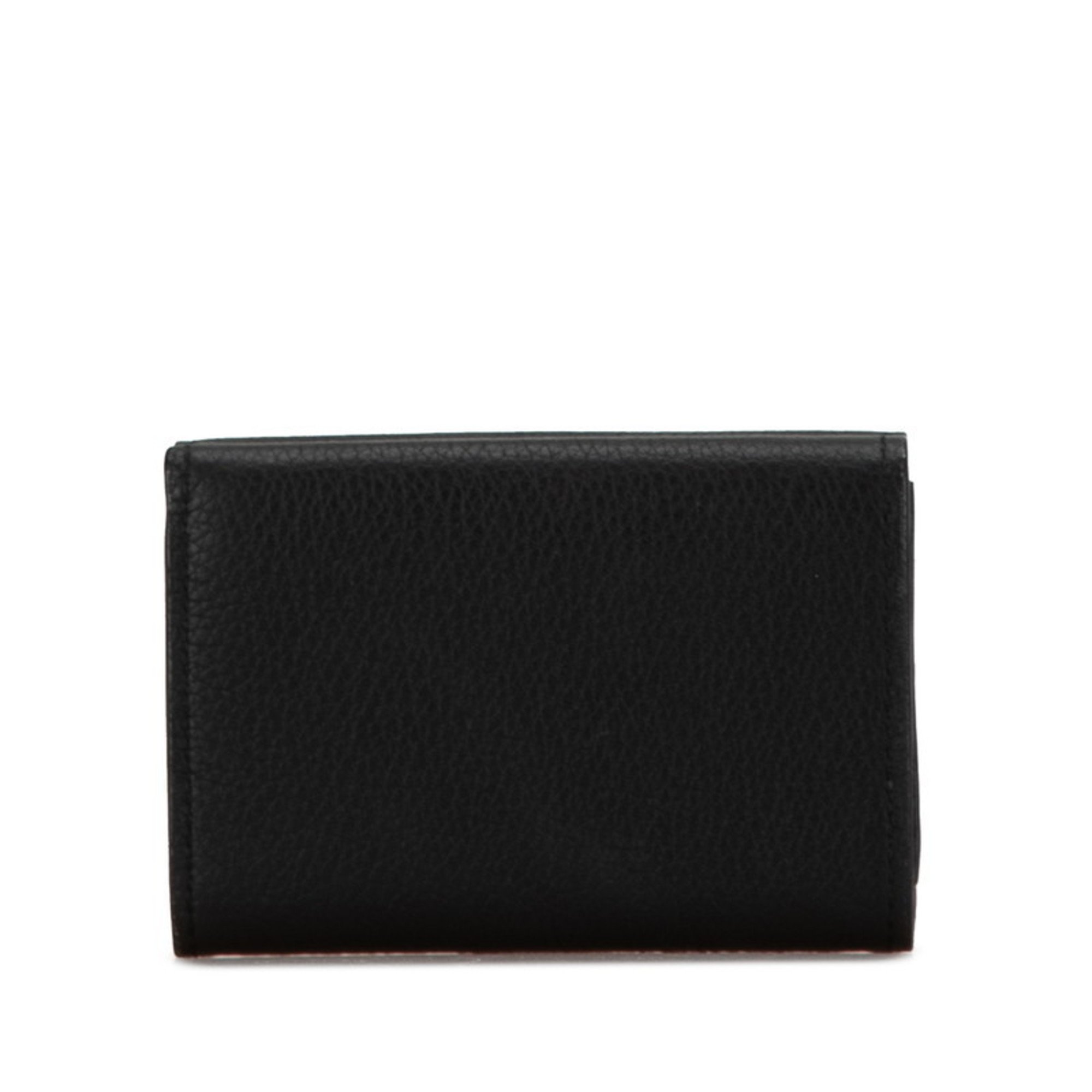 Louis Vuitton Portefeuille Lock Tri-fold Wallet M63921 Black Silver Leather Men's LOUIS VUITTON