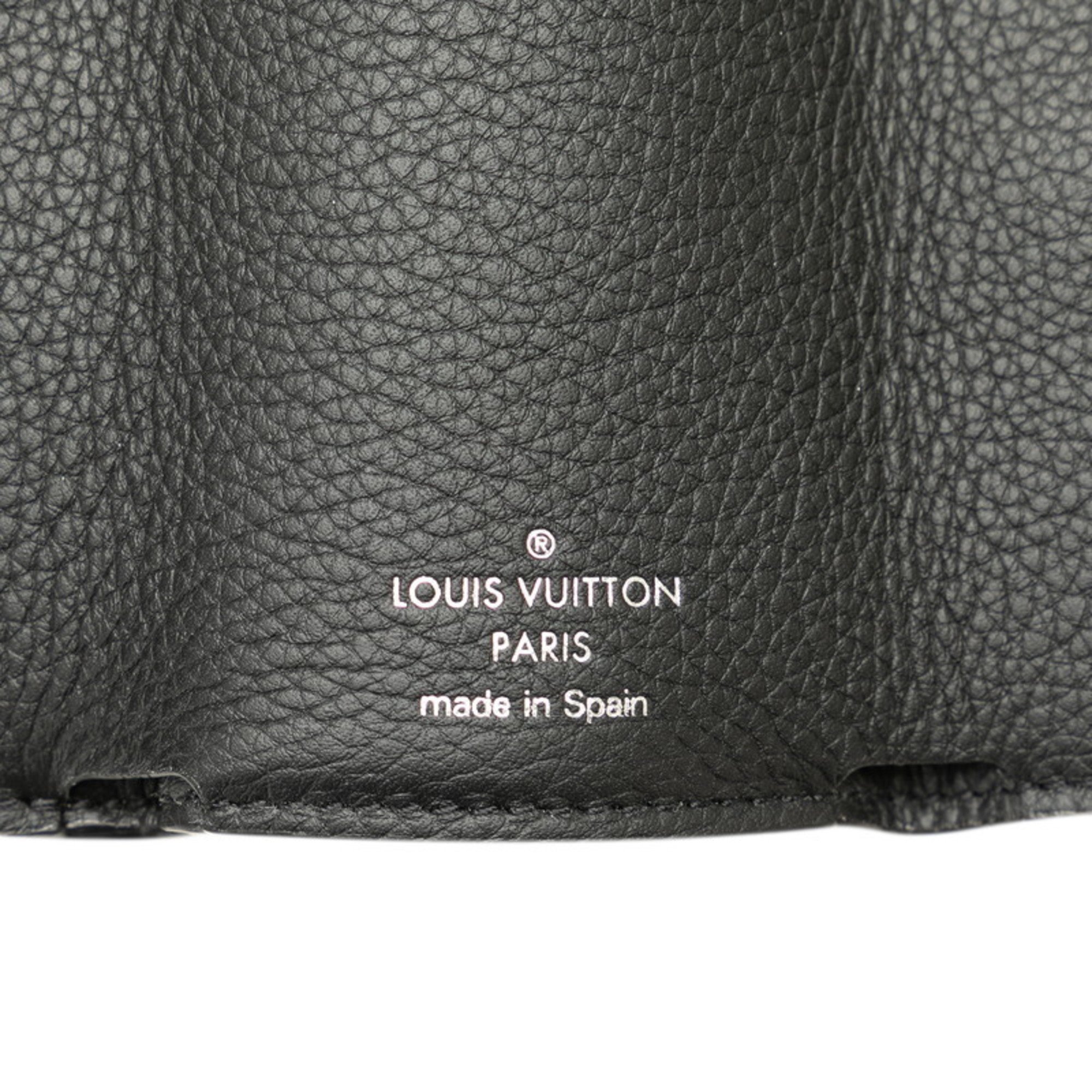 Louis Vuitton Portefeuille Lock Tri-fold Wallet M63921 Black Silver Leather Men's LOUIS VUITTON