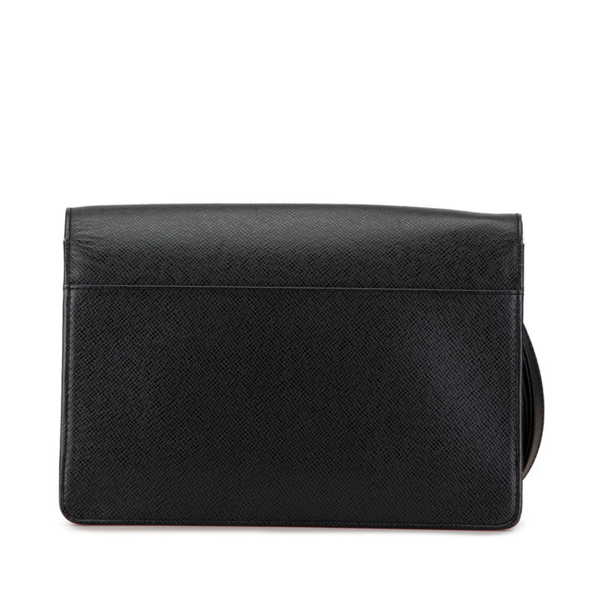 Louis Vuitton Taiga Selenga Clutch Bag Second M30782 Ardoise Black Leather Women's LOUIS VUITTON