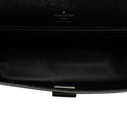 Louis Vuitton Taiga Selenga Clutch Bag Second M30782 Ardoise Black Leather Women's LOUIS VUITTON