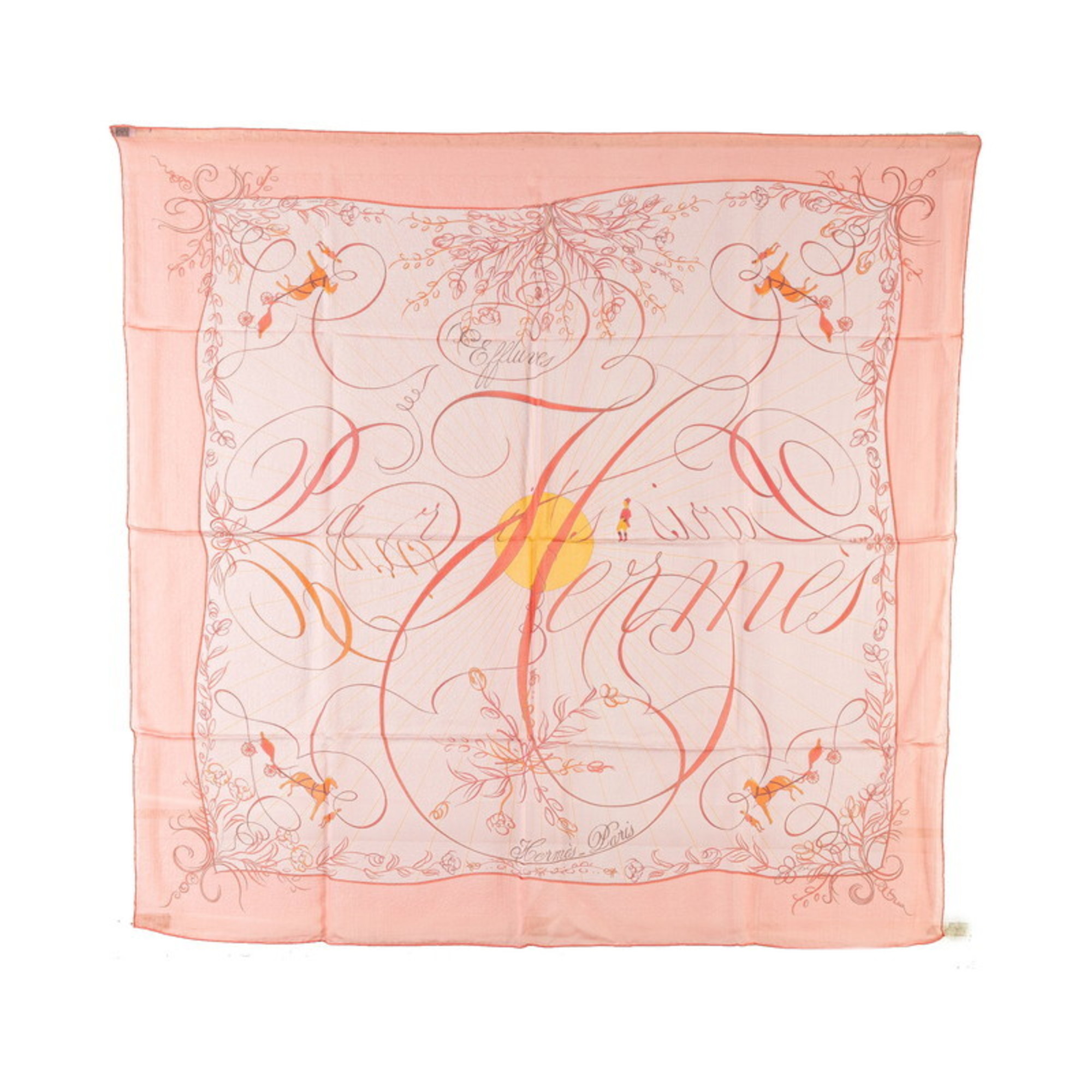 Hermes Carre 90 EFFLUVES Fragrance Silk Muslin Scarf Muffler Pink Women's HERMES