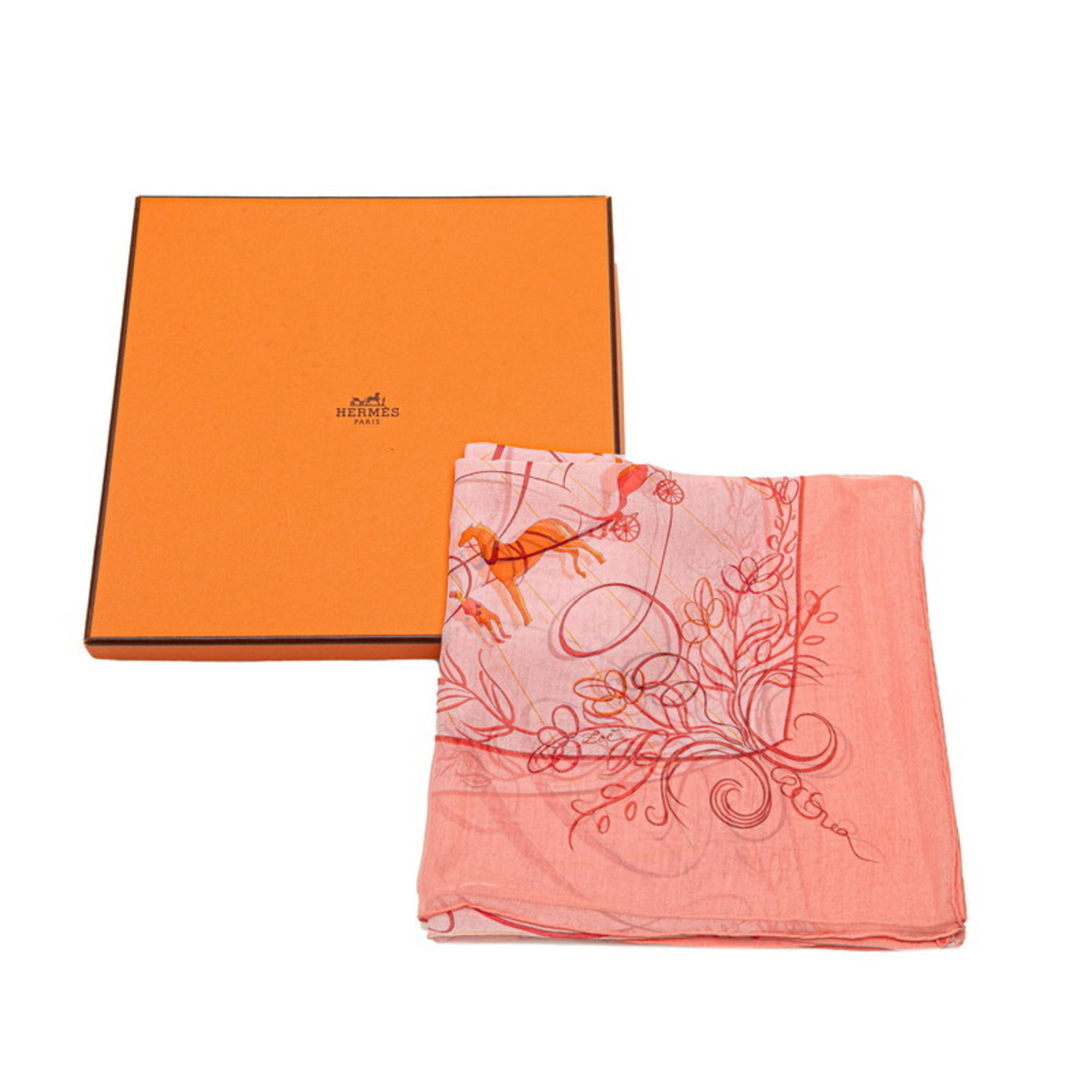 Hermes Carre 90 EFFLUVES Fragrance Silk Muslin Scarf Muffler Pink Women's HERMES