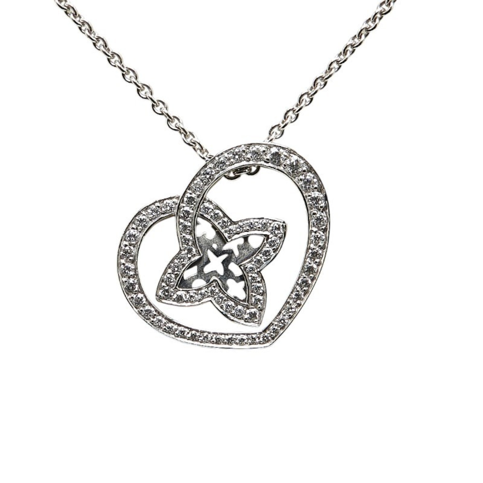 Louis Vuitton Pendant Cool PM Diamond Necklace Q93214 Silver K18WG White Gold Women's LOUIS VUITTON