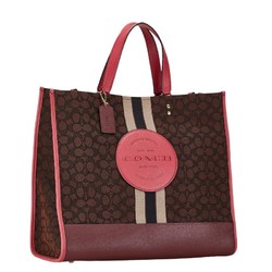 Coach Signature Dempsey Tote Bag Shoulder C1548 Brown Pink Canvas Leather Women's COACH