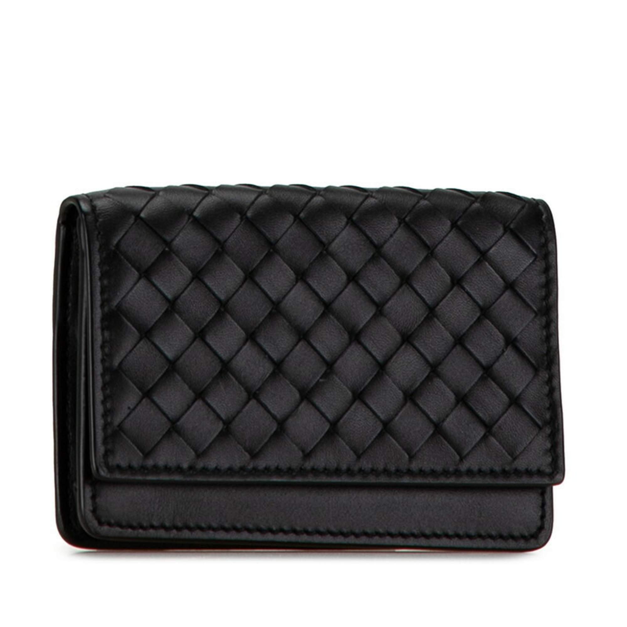 Bottega Veneta Intrecciato Card Case, Pass Business Holder, Black Leather, Men's BOTTEGAVENETA