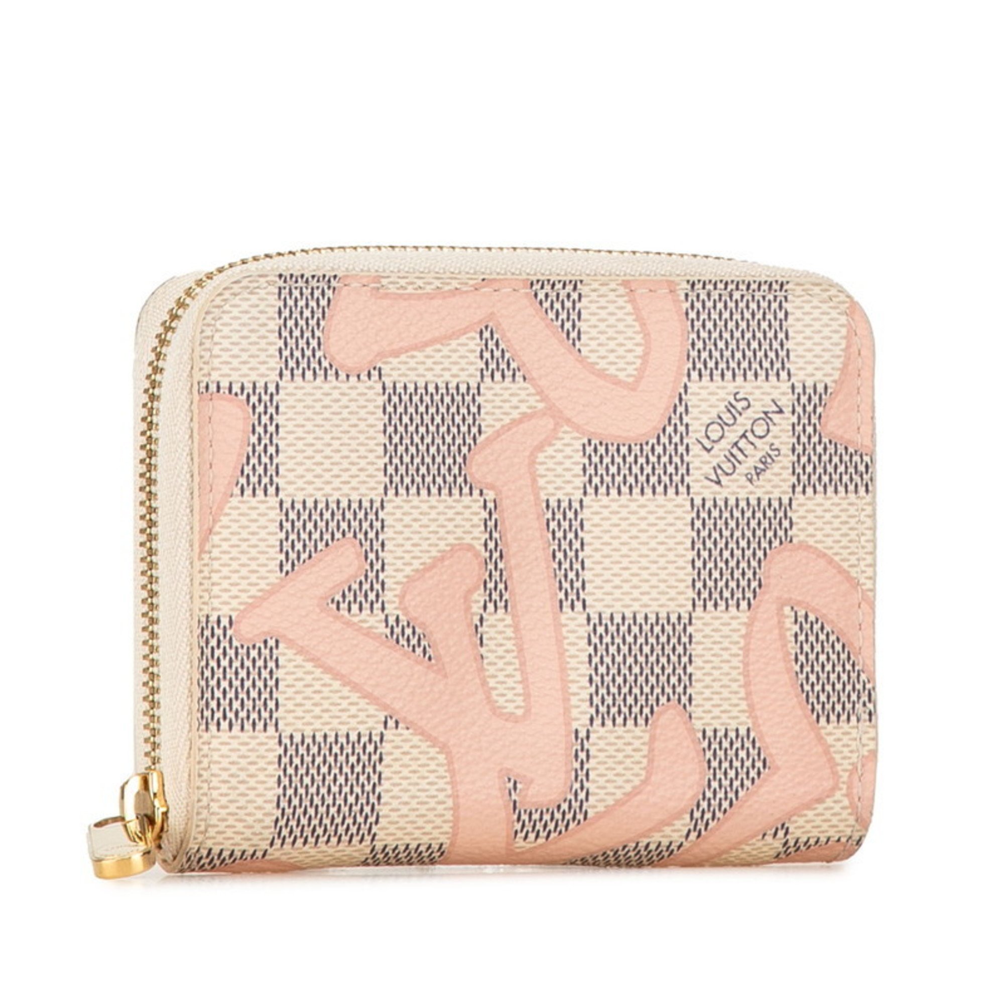 Louis Vuitton Damier Azur Tahiti Collection Coin Case Key Purse N60098 Ivory White PVC Leather Women's LOUIS VUITTON