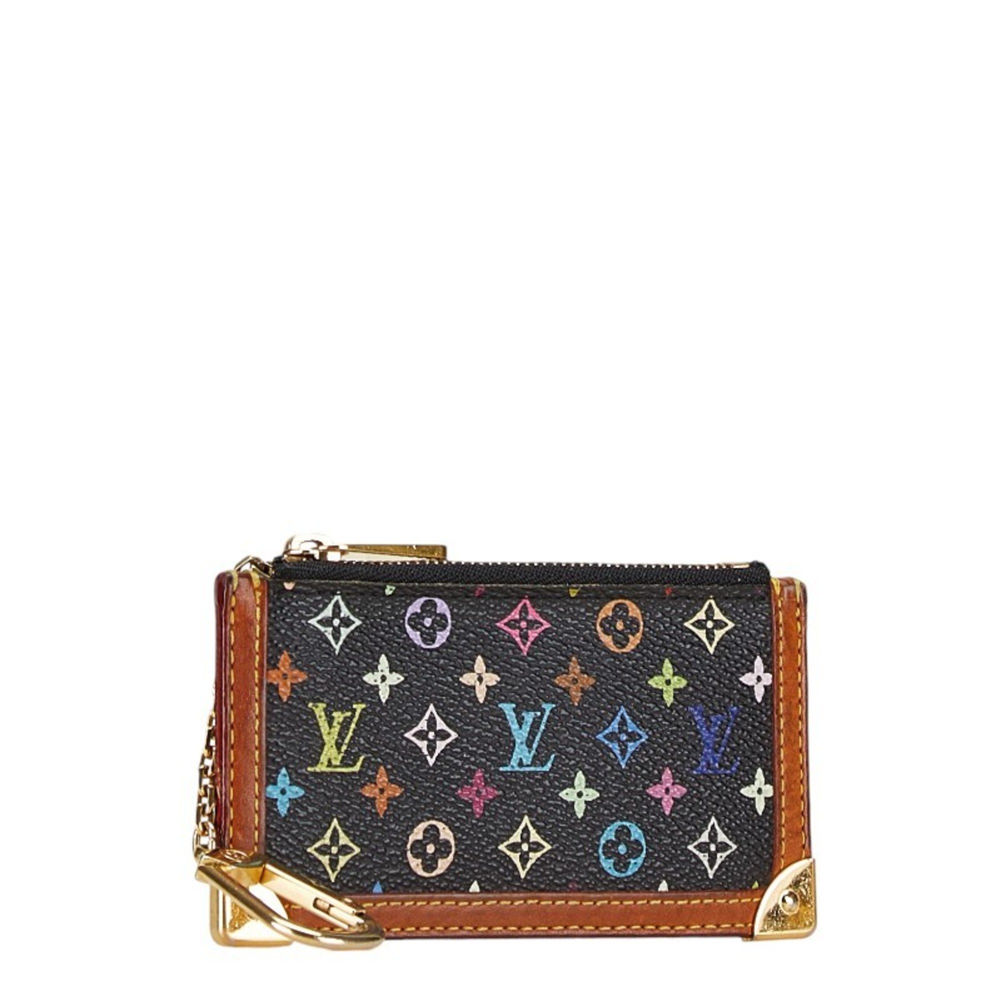 Louis Vuitton Monogram Multicolor Pochette Cle Coin Case M92654 Noir Black PVC Leather Women's LOUIS VUITTON