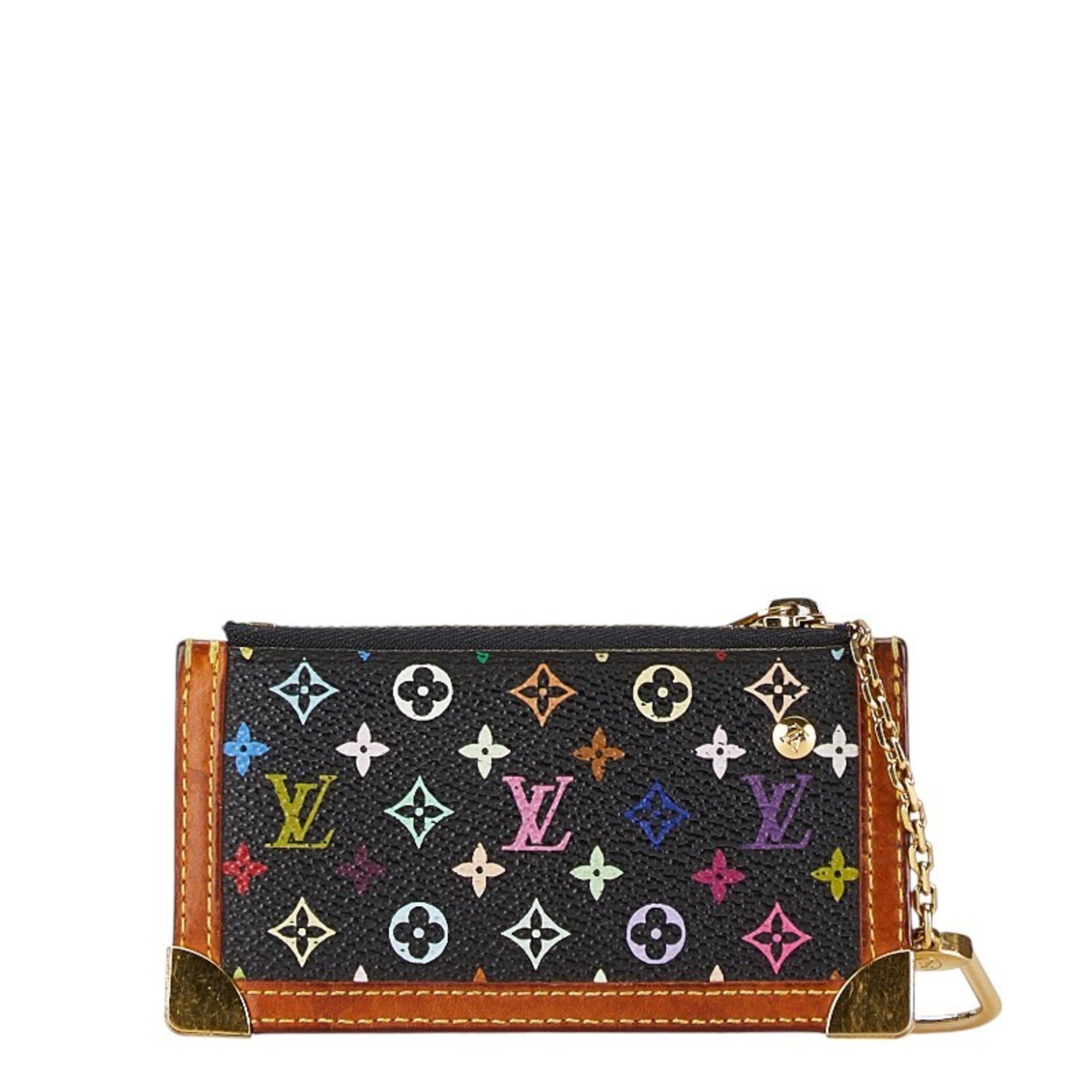 Louis Vuitton Monogram Multicolor Pochette Cle Coin Case M92654 Noir Black PVC Leather Women's LOUIS VUITTON