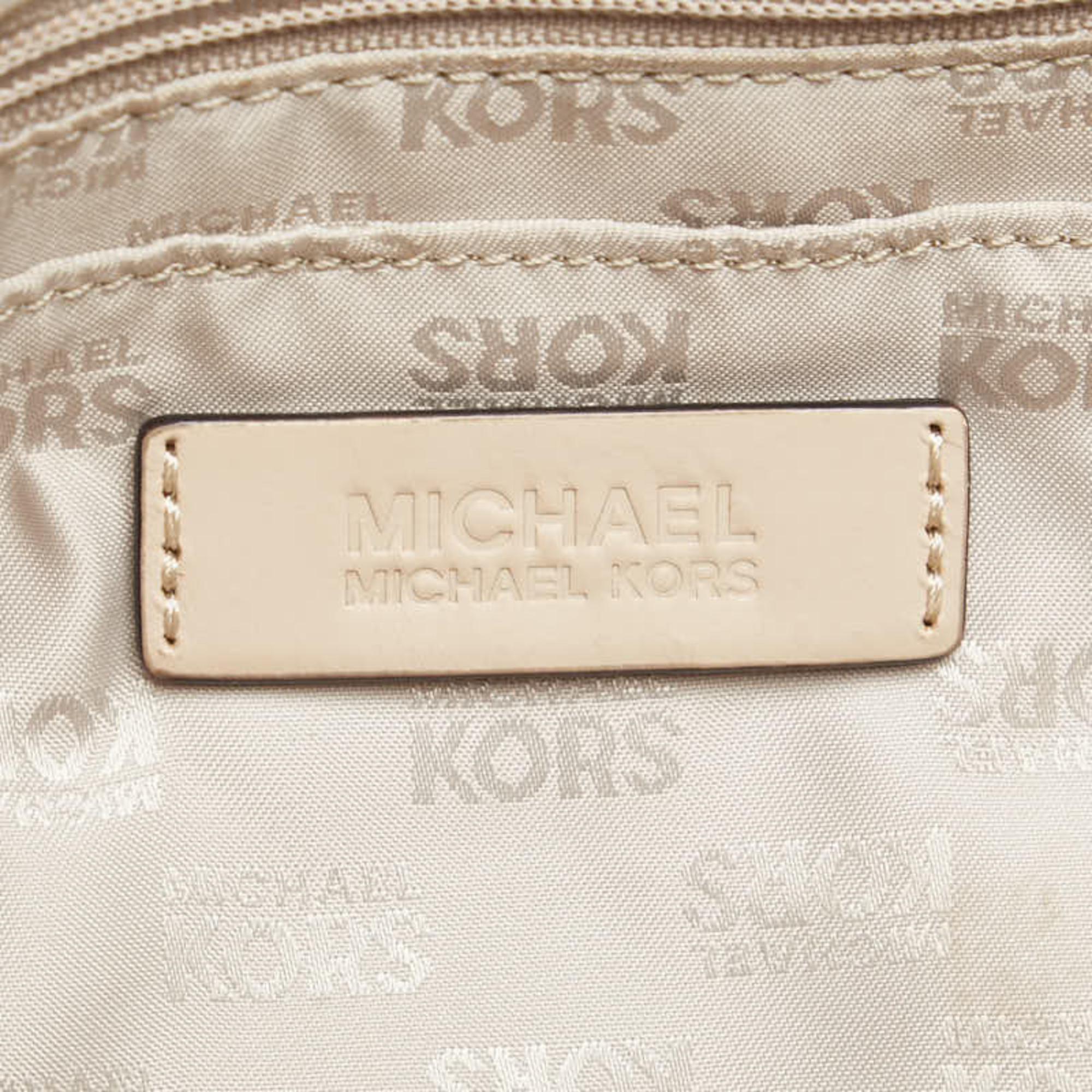 Michael Kors Signature Handbag Tote Bag White Beige PVC Leather Women's