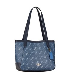 Coach Horse and Carriage Dot Print Tote 27 Handbag C4060 Blue Navy PVC Leather Women's COACH