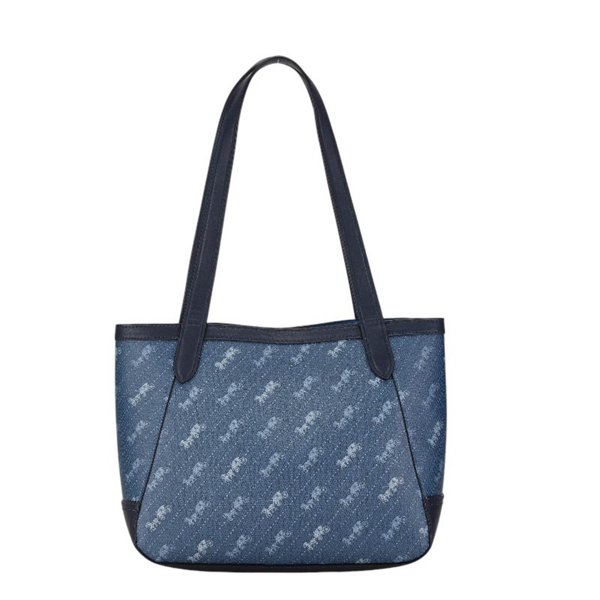 Coach Horse and Carriage Dot Print Tote 27 Handbag C4060 Blue Navy PVC Leather Women's COACH