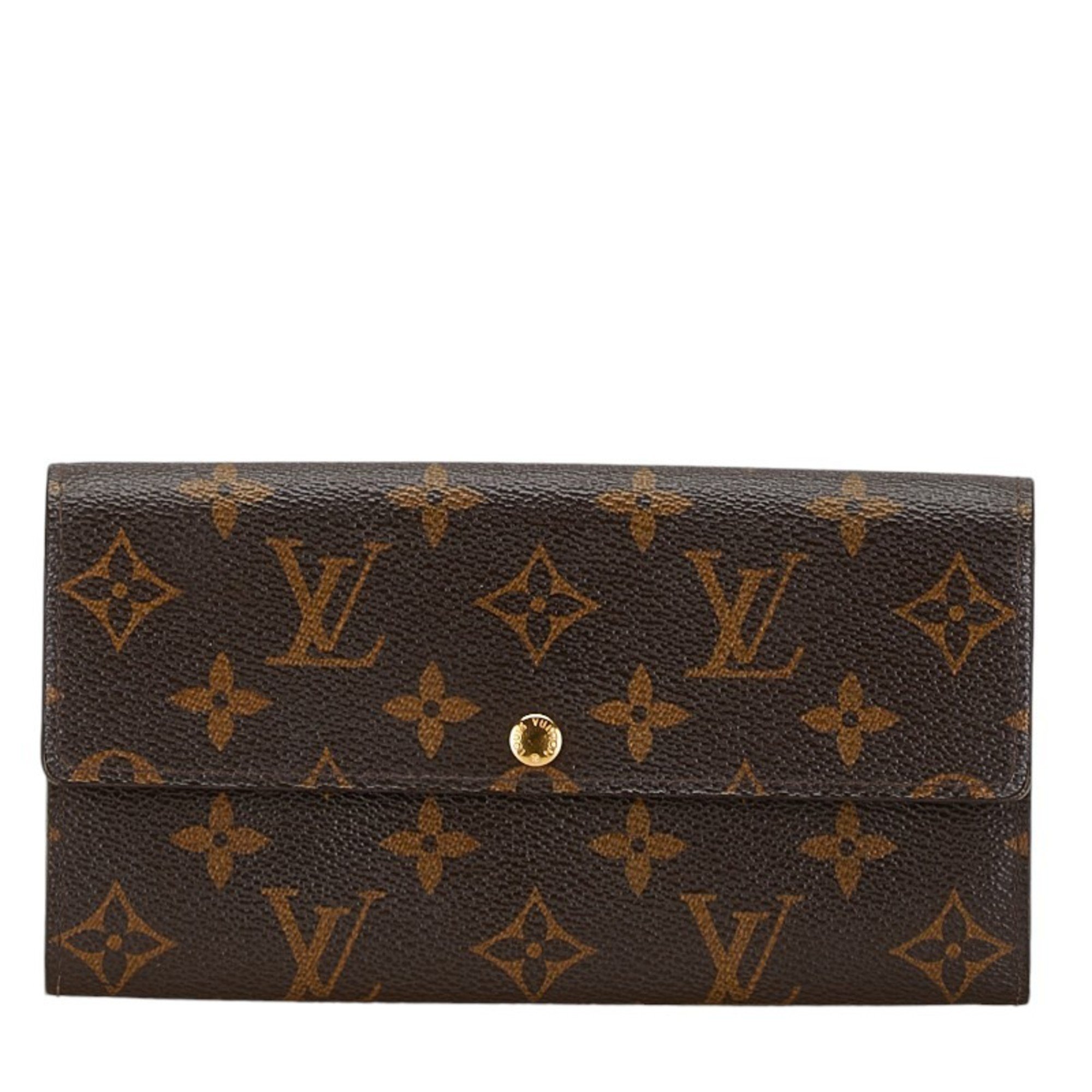 Louis Vuitton Monogram Portefeuille Sarah Long Wallet M61734 Brown PVC Leather Women's LOUIS VUITTON