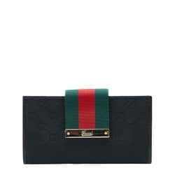 Gucci GG Canvas Sherry Line Long Wallet 181668 Black Leather Men's GUCCI