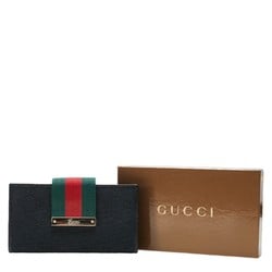 Gucci GG Canvas Sherry Line Long Wallet 181668 Black Leather Men's GUCCI