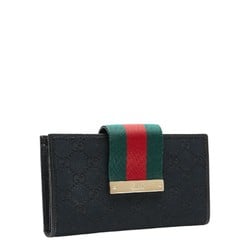 Gucci GG Canvas Sherry Line Long Wallet 181668 Black Leather Men's GUCCI