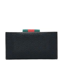 Gucci GG Canvas Sherry Line Long Wallet 181668 Black Leather Men's GUCCI